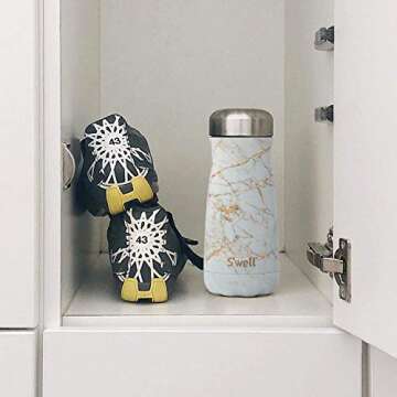 S'well Stainless Steel Traveler, 16oz, Calacatta Gold, Triple Layered Vacuum Insulated Containers Keeps Drinks Cold for 24 Hours and Hot for 12, BPA Free, Easy Carrying On the Go