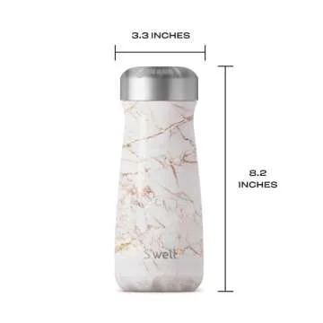S'well Stainless Steel Traveler, 16oz, Calacatta Gold, Triple Layered Vacuum Insulated Containers Keeps Drinks Cold for 24 Hours and Hot for 12, BPA Free, Easy Carrying On the Go