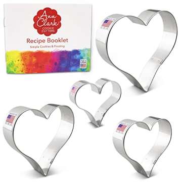 Heart Cookie Cutters 4-Pc Set Made in USA by Ann Clark, 2.75", 3.25", 3.75", 4"