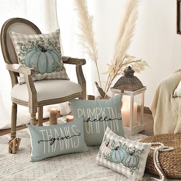 AVOIN Hello Pumpkin Fall Throw Pillow Covers Set of 4