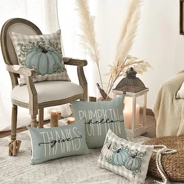 AVOIN Hello Pumpkin Fall Throw Pillow Covers Set of 4