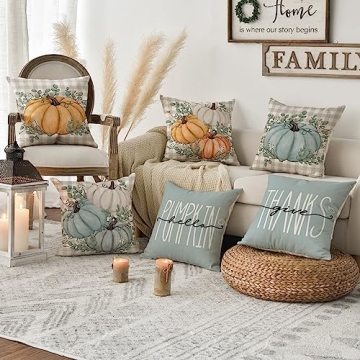 AVOIN Hello Pumpkin Fall Throw Pillow Covers Set of 4