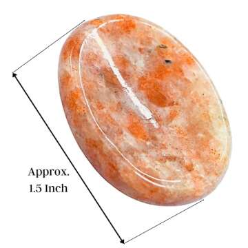 Sunstone Worry Stone Crystals and Healing Stones - Worry Stones for Stress Relief Gifts - Piedra Cry...