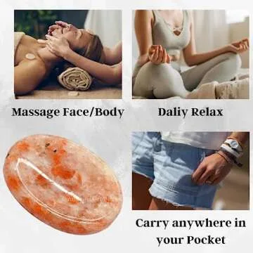 Sunstone Worry Stone Crystals and Healing Stones - Worry Stones for Stress Relief Gifts - Piedra Crystal Fidget for Meditation, Calming, Relaxation - Unique Stocking Stuffers and Birthday Gifts for Women, Men