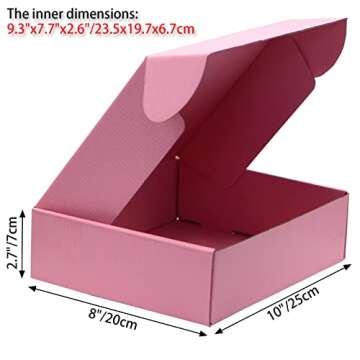 Pink Shipping Boxes For Small Business, 10*8*2.7 Inches, Pack Of 12, Corrugated Cardboard Boxes For ...