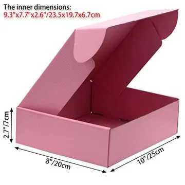 Pink Shipping Boxes For Small Business, 10*8*2.7 Inches, Pack Of 12, Corrugated Cardboard Boxes For ...