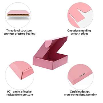 Pink Shipping Boxes For Small Business, 10*8*2.7 Inches, Pack Of 12, Corrugated Cardboard Boxes For Shipping, Packaging, Storage, Craft Gifts Giving