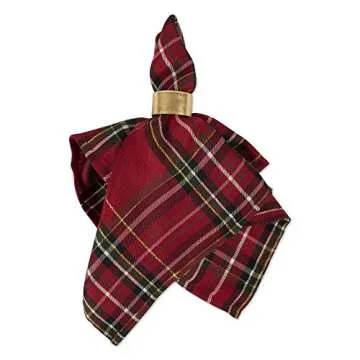 DII Holiday Dining Table & Kitchen Décor Metallic Fabric, Christmas Napkin Set, 20x20, Red Tartan Plaid, 6 Piece