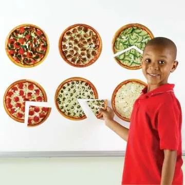 Learning Resources Magnetic Pizza Fractions, Fraction Games for Kids, 24 Pieces, Ages 6+
