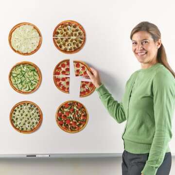 Learning Resources Magnetic Pizza Fractions, Fraction Games for Kids, 24 Pieces, Ages 6+