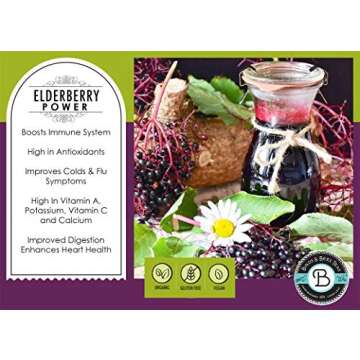BIRDS AND BEES TEAS Dried Elderberries Bulk 1 lb - Makes Great Organic Elderberry Tea - Sambucus Nigra is Known for It's Immune System Booster Properties