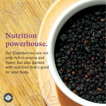 BIRDS AND BEES TEAS Dried Elderberries Bulk 1 lb - Makes Great Organic Elderberry Tea - Sambucus Nigra is Known for It's Immune System Booster Properties