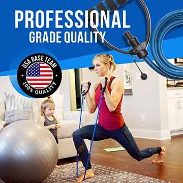 DYNAPRO Resistance Bands Workout Equipment with Easy Grip D Handle, Adjustable Length, and 5 Tension Levels
