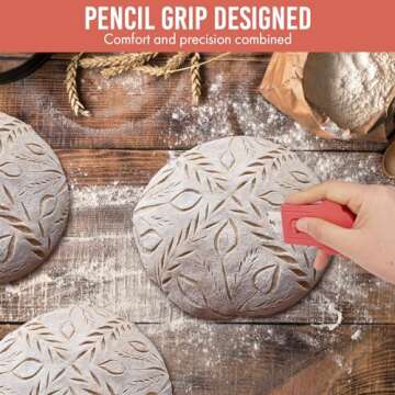 MEKER Bread Lame, Extractable Magnetic Dough Scoring Tool for Sourdough Bread Baking & Making, Includes Scoring Patterns Booklet and 10 Razor Blades, Red