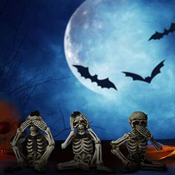 Evelyne 3 Skeleton See Speak Hear No Evil Sculpture Halloween Statue - Home Deco Día de Muertos Party Theme