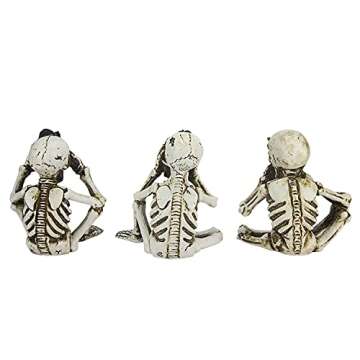 Evelyne 3 Skeleton See Speak Hear No Evil Sculpture Halloween Statue - Home Deco Día de Muertos Party Theme