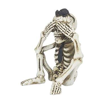 Evelyne 3 Skeleton See Speak Hear No Evil Sculpture Halloween Statue - Home Deco Día de Muertos Party Theme