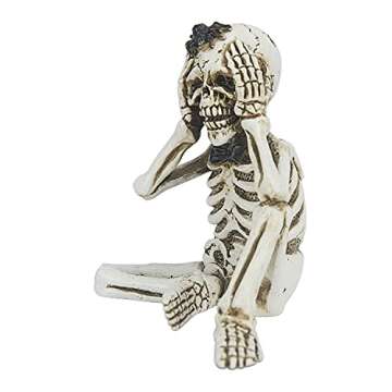 Evelyne 3 Skeleton See Speak Hear No Evil Sculpture Halloween Statue - Home Deco Día de Muertos Party Theme