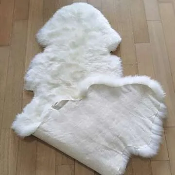 Champlus Genuine Australian Merino Sheepskin Rug, 2.3x6.6 ft Lambskin Area Rug, Double Pelt, White