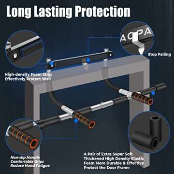 AOPA Pull Up Bar, Thickened Steel Max Limit 440 LBS Strength Training Portable Multi-function, Heavy Duty Doorway Upper Body Pullup Chin Up Workout Bar for Home Gyms