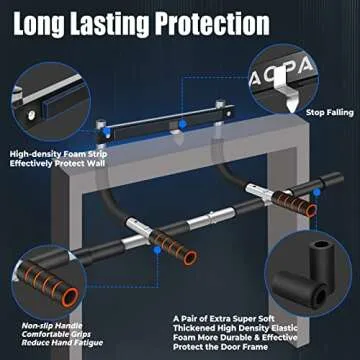 AOPA Pull Up Bar, Thickened Steel Max Limit 440 LBS Strength Training Portable Multi-function, Heavy Duty Doorway Upper Body Pullup Chin Up Workout Bar for Home Gyms