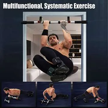 AOPA Pull Up Bar, Thickened Steel Max Limit 440 LBS Strength Training Portable Multi-function, Heavy Duty Doorway Upper Body Pullup Chin Up Workout Bar for Home Gyms