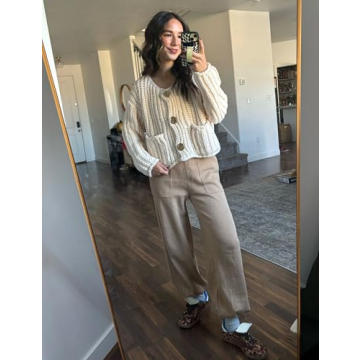 Hvewarm Women's Elegant Fall Knit Cardigan with Gold Buttons