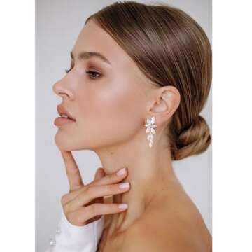 ATIMIGO Elegant Gold Rhinestone Dangle Earrings Cluster Crystal Wedding Bridal Earrings for Brides B...