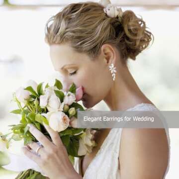 ATIMIGO Elegant Gold Rhinestone Dangle Earrings Cluster Crystal Wedding Bridal Earrings for Brides Bridemaids Formal Prom Statement Drop Earrings for Women