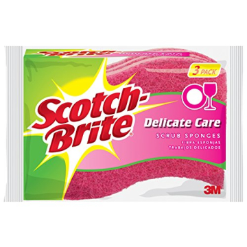 Scotch-Brite Delicate Care Scrub Sponge - 3 Count Pack of 8 for Gentle Cleaning