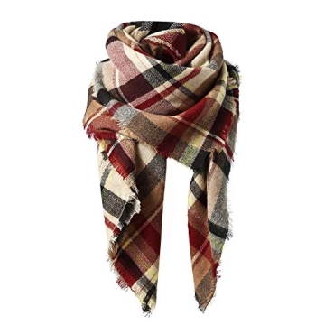 American Trends Women's Fall Winter Scarf Classic Tassel Plaid Scarf Warm Soft Chunky Large Blanket ...