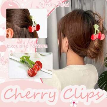 Cherry Claw Clips Cherry Hair Clip Cherry Hair Accessories, Cellulose Acetate Hair Clips Cute Unique...