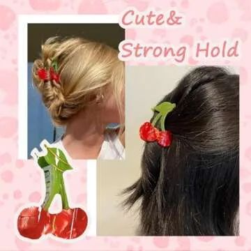 Cherry Claw Clips Cherry Hair Clip Cherry Hair Accessories, Cellulose Acetate Hair Clips Cute Unique Claw Clips Small Cool Fruit Hair Clips for Women Girls