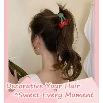 Cherry Claw Clips Cherry Hair Clip Cherry Hair Accessories, Cellulose Acetate Hair Clips Cute Unique Claw Clips Small Cool Fruit Hair Clips for Women Girls