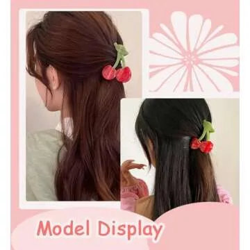 Cherry Claw Clips Cherry Hair Clip Cherry Hair Accessories, Cellulose Acetate Hair Clips Cute Unique Claw Clips Small Cool Fruit Hair Clips for Women Girls