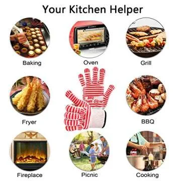 CZSYZCZS Oven Gloves Oven Mitts Heat Resistant Oven Mitts with Fingers,Oven Gloves with Fingers Cooking Gloves for BBQ, Grilling, Baking,Cutting, Welding, Smoker Fireplace，Oven Glove 2 Pack (red)