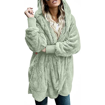 LONGYUAN Women's Cozy Fleece Hooded Sweater with Pockets