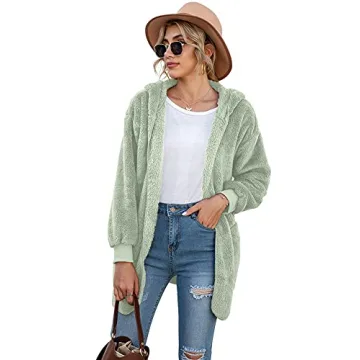 LONGYUAN Women's Cozy Fleece Hooded Sweater with Pockets