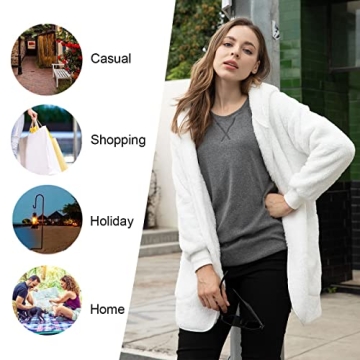 LONGYUAN Women's Cozy Fleece Hooded Sweater with Pockets