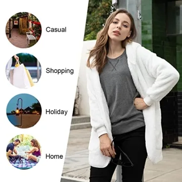 LONGYUAN Women's Cozy Fleece Hooded Sweater with Pockets