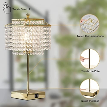 Luvkczc USB Crystal Table Lamp - Touch Control & Dimmable