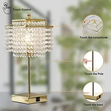 Luvkczc USB Crystal Table Lamp - Touch Control & Dimmable