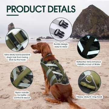 Kuoser Reflective Dog Life Jacket For Safe Aquatic Fun