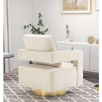 Swivel Accent Chair Mid Century Modern Single Sofa Arm Chair with Gold Stainless Steel Base for Nurs...