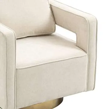 Swivel Accent Chair Mid Century Modern Single Sofa Arm Chair with Gold Stainless Steel Base for Nursery Bedroom Living Room Hotel Club Swivel Barrel Chair Leisure Lounge Chair (Beige Chenille)
