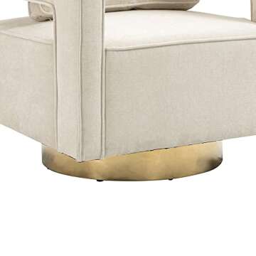 Swivel Accent Chair Mid Century Modern Single Sofa Arm Chair with Gold Stainless Steel Base for Nursery Bedroom Living Room Hotel Club Swivel Barrel Chair Leisure Lounge Chair (Beige Chenille)