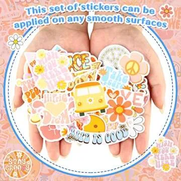 Tudomro 200 Pcs Hippie Stickers for Water Bottles & Car