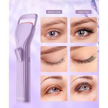 HEBECA Heated Eyelash Curlers, Electric Lash Curler with Innovative Heating Silicone Pad for Lifted Lashes 24 Hours,Quick Rechargeable 600mAh Battery EC2001 (Violet)