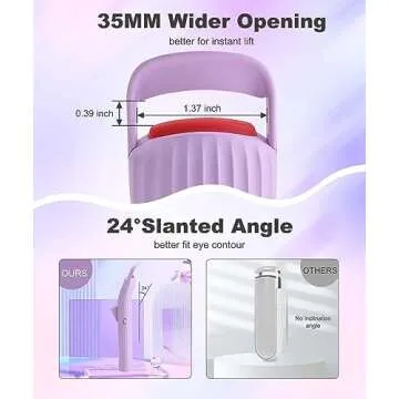 HEBECA Heated Eyelash Curlers, Electric Lash Curler with Innovative Heating Silicone Pad for Lifted Lashes 24 Hours,Quick Rechargeable 600mAh Battery EC2001 (Violet)