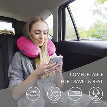 Comfortable Memory Foam Travel Neck Pillow with Snap Strap